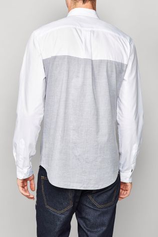 White Long Sleeve Colourblock Shirt